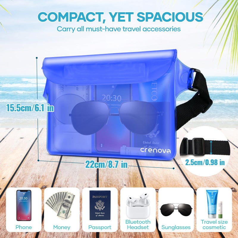 Crenova Waterproof Bag Fanny Packs for Women, Cruise Vacation Essentials Waterproof Pouch for Phone Passport Purse, Floating Dry Bags for Beach Water Park Boating Fishing Diving Surfing Kayaking Accessories - Image 5